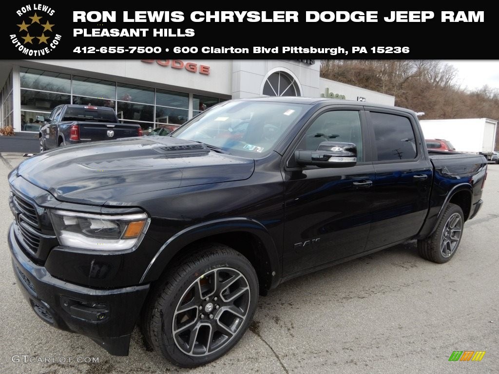 2019 1500 Laramie Crew Cab 4x4 - Diamond Black Crystal Pearl / Black photo #1