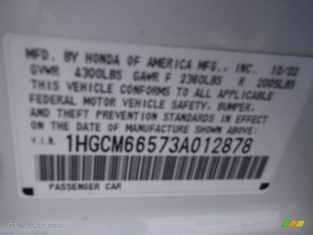 2003 Accord EX V6 Sedan - Taffeta White / Ivory photo #26