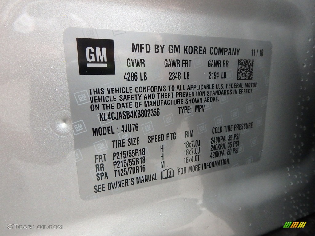 2019 Encore Preferred - Quicksilver Metallic / Ebony photo #16