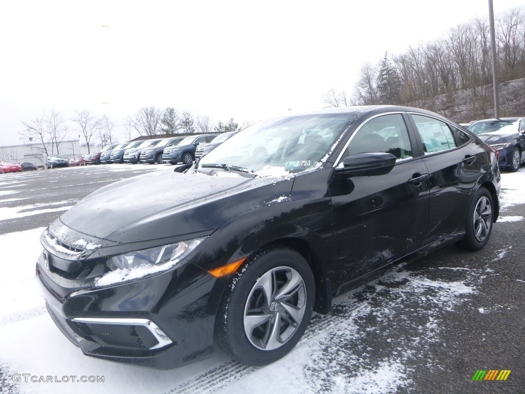 2019 Civic LX Sedan - Crystal Black Pearl / Black photo #1