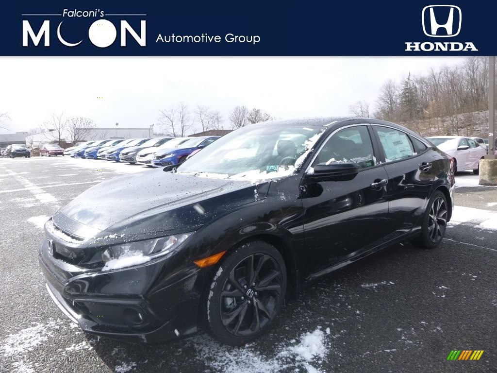 2019 Civic Sport Sedan - Crystal Black Pearl / Black photo #1