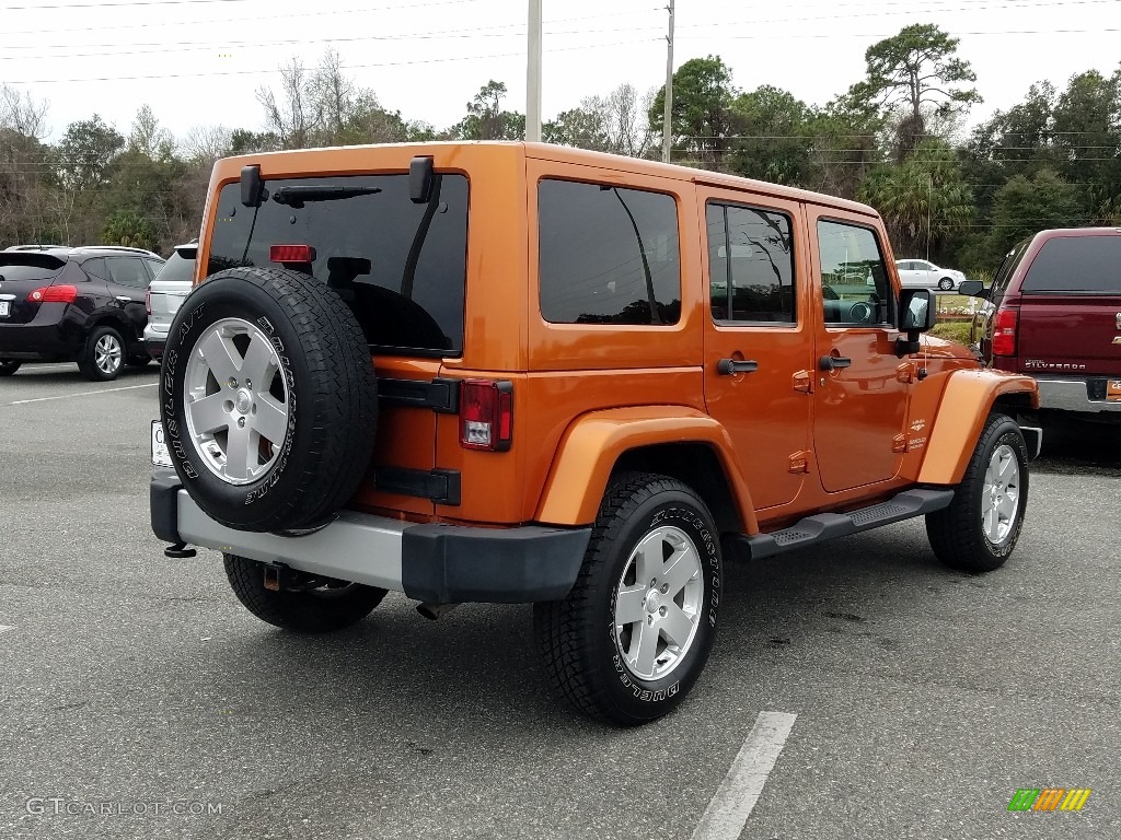 2011 Wrangler Unlimited Sahara 4x4 - Mango Tango Pearl / Black/Dark Saddle photo #5