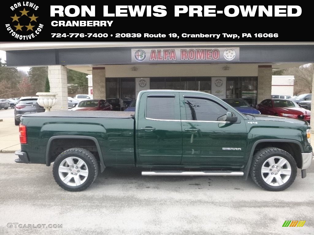2015 Sierra 1500 SLE Double Cab 4x4 - Emerald Green Metallic / Jet Black photo #1