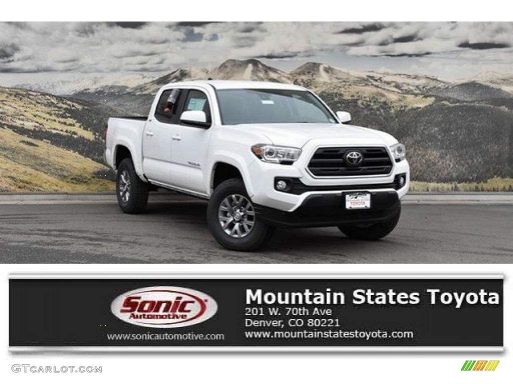 2019 Tacoma SR5 Double Cab 4x4 - Super White / Cement Gray photo #1