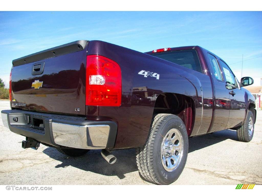 2009 Silverado 1500 LS Extended Cab 4x4 - Dark Cherry Red Metallic / Dark Titanium photo #6