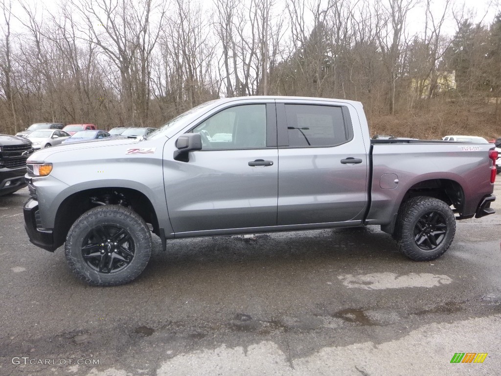 Satin Steel Metallic 2019 Chevrolet Silverado 1500 Custom Z71 Trail Boss Crew Cab 4WD Exterior Photo #131958050