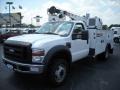 Oxford White 2008 Ford F550 Super Duty XL Regular Cab Commercial Crane Truck