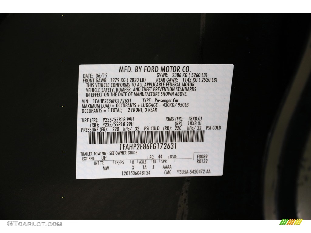 2015 Taurus SEL - Tuxedo Black Metallic / Charcoal Black photo #22