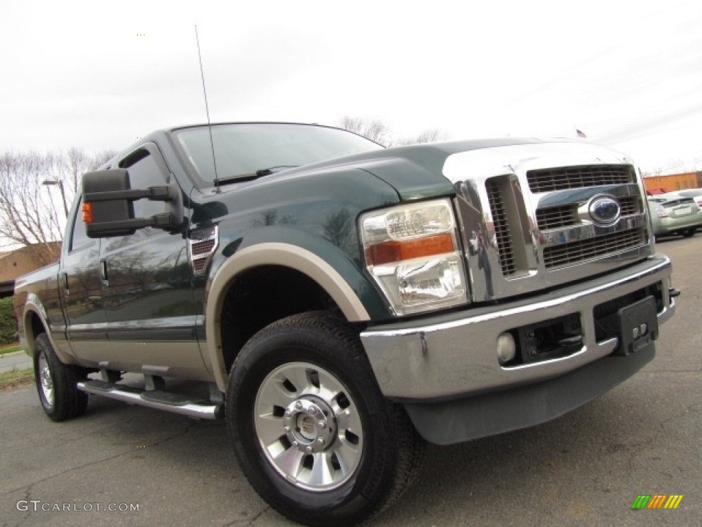 2010 F250 Super Duty Lariat Crew Cab 4x4 - Forest Green Metallic / Camel photo #2