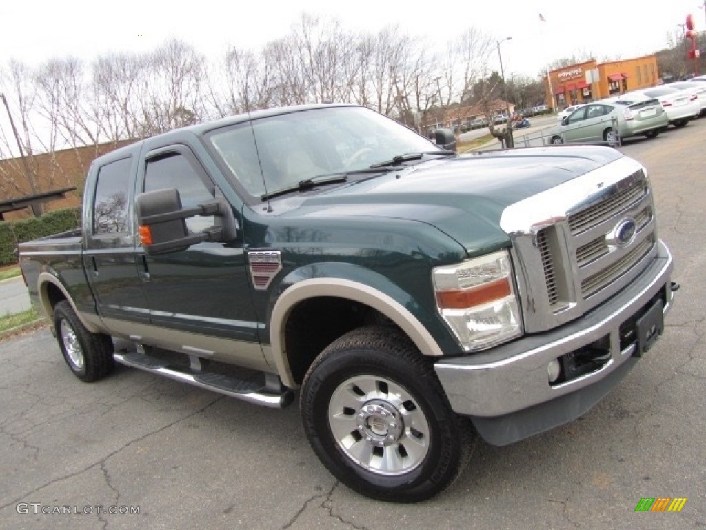 2010 F250 Super Duty Lariat Crew Cab 4x4 - Forest Green Metallic / Camel photo #3