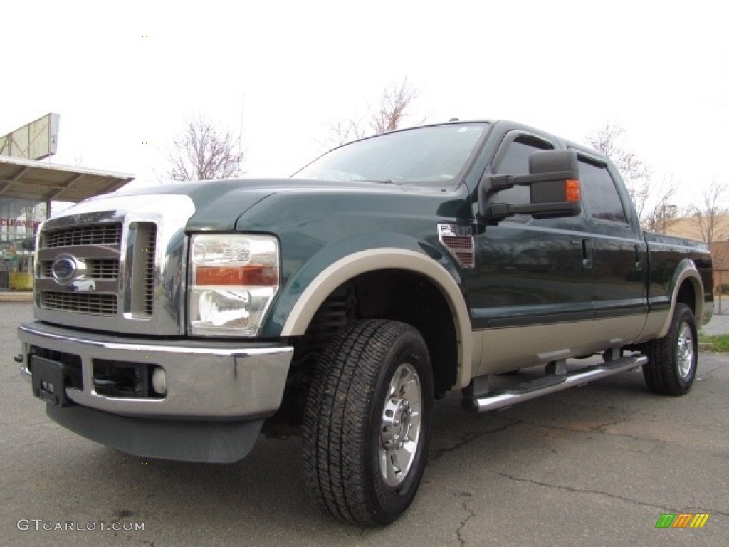 2010 F250 Super Duty Lariat Crew Cab 4x4 - Forest Green Metallic / Camel photo #6
