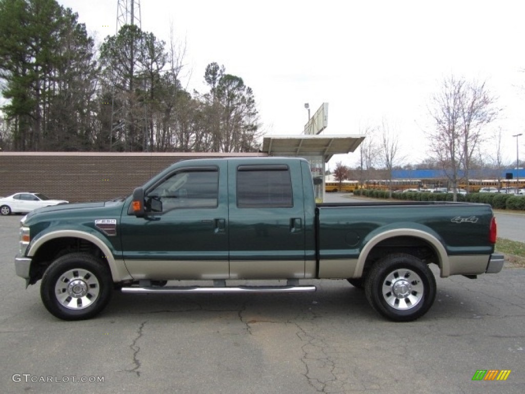 2010 F250 Super Duty Lariat Crew Cab 4x4 - Forest Green Metallic / Camel photo #7