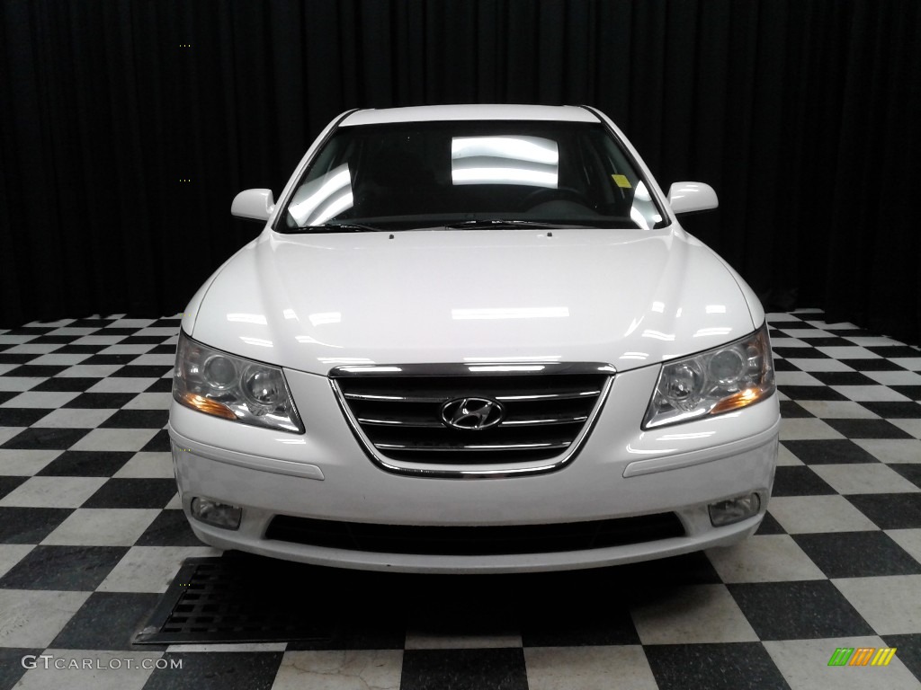 2009 Sonata SE V6 - Powder White Pearl / Cocoa photo #3