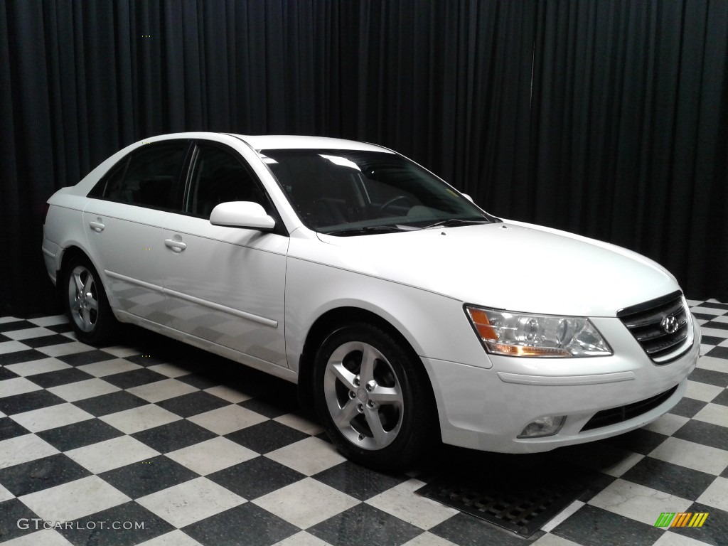 2009 Sonata SE V6 - Powder White Pearl / Cocoa photo #4
