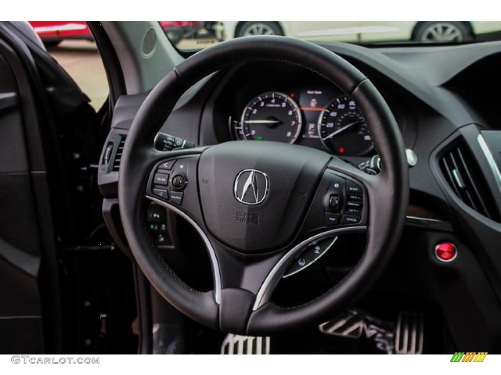2019 Acura MDX Sport Hybrid SH-AWD Ebony Steering Wheel Photo #131972879
