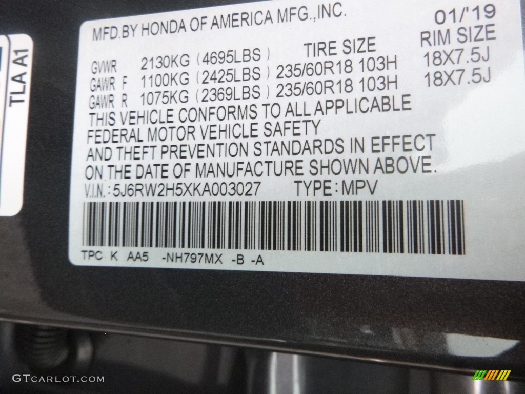 2019 CR-V EX AWD - Modern Steel Metallic / Gray photo #12