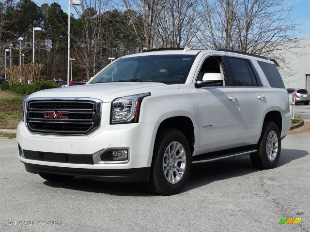 White Frost Tintcoat 2019 GMC Yukon SLT Exterior Photo #131977037