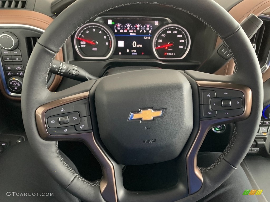2019 Chevrolet Silverado 1500 High Country Crew Cab 4WD Jet Black/Umber Steering Wheel Photo #131981784