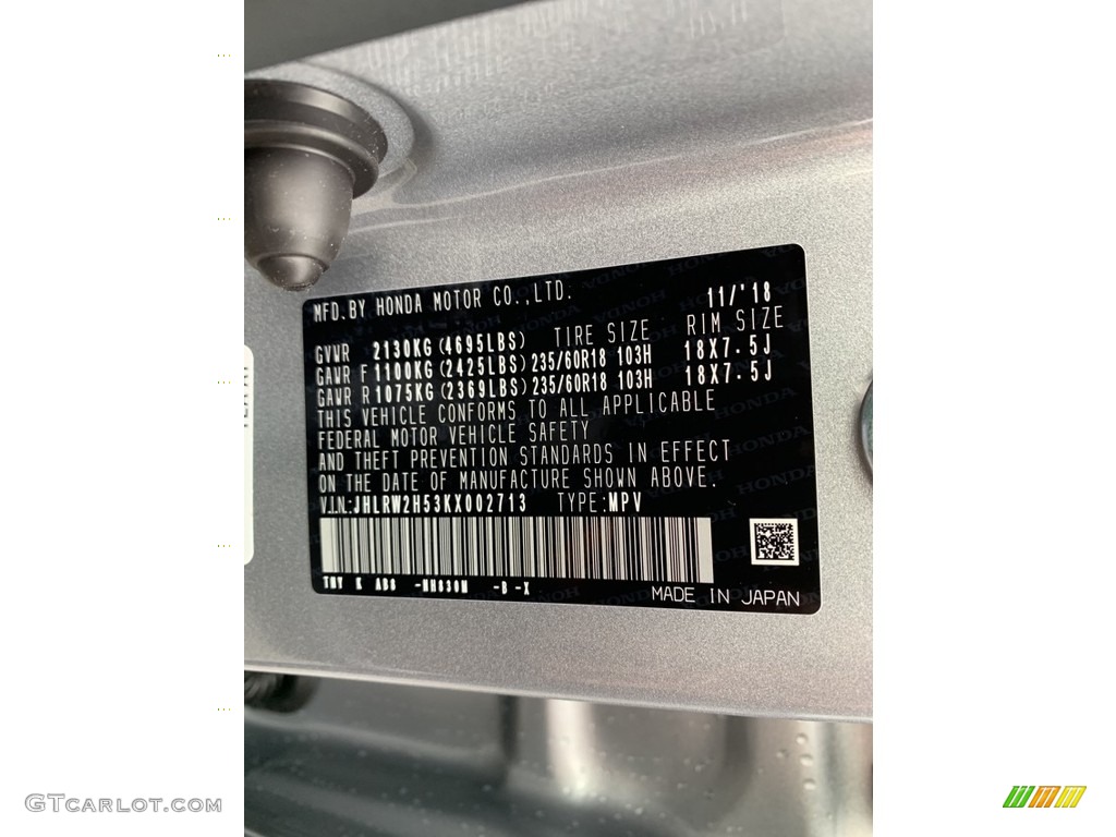 2019 CR-V EX AWD - Lunar Silver Metallic / Gray photo #13