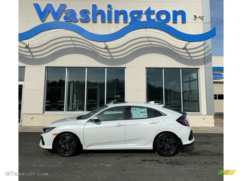 2019 Civic EX Hatchback - White Orchid Pearl / Black photo #1