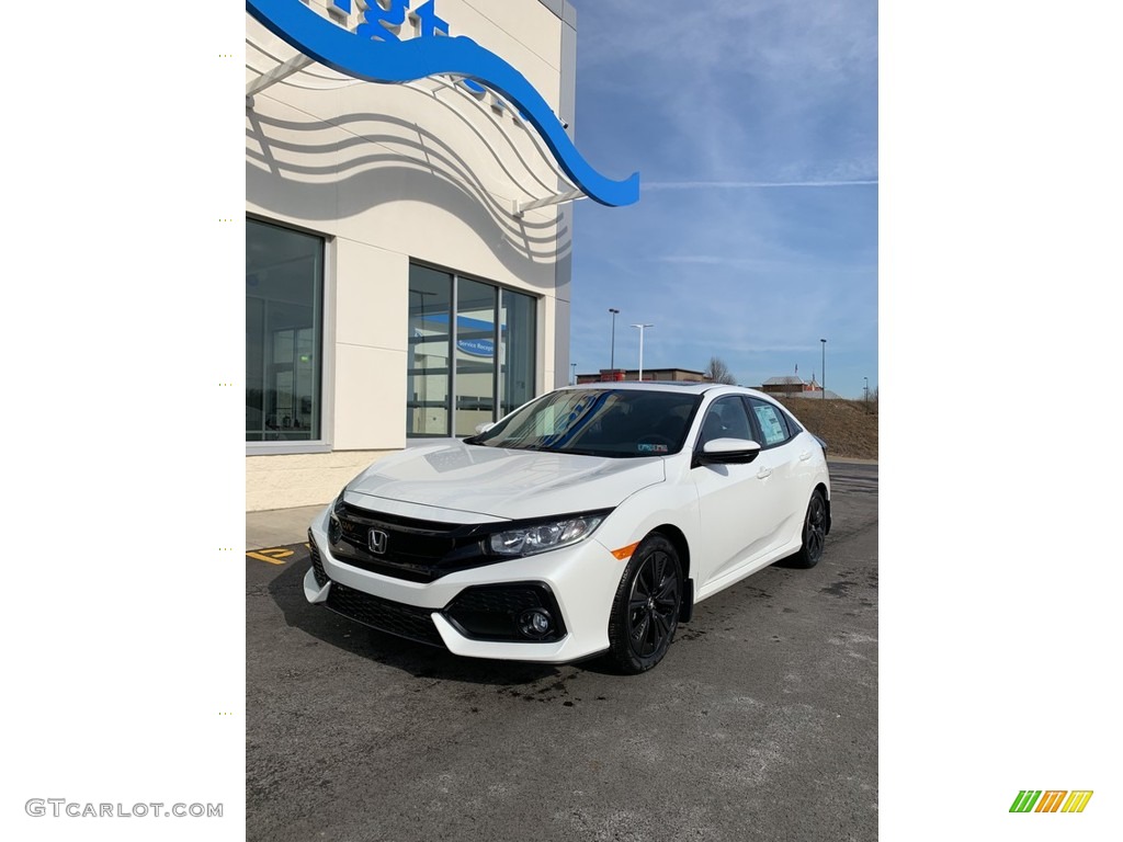 2019 Civic EX Hatchback - White Orchid Pearl / Black photo #2