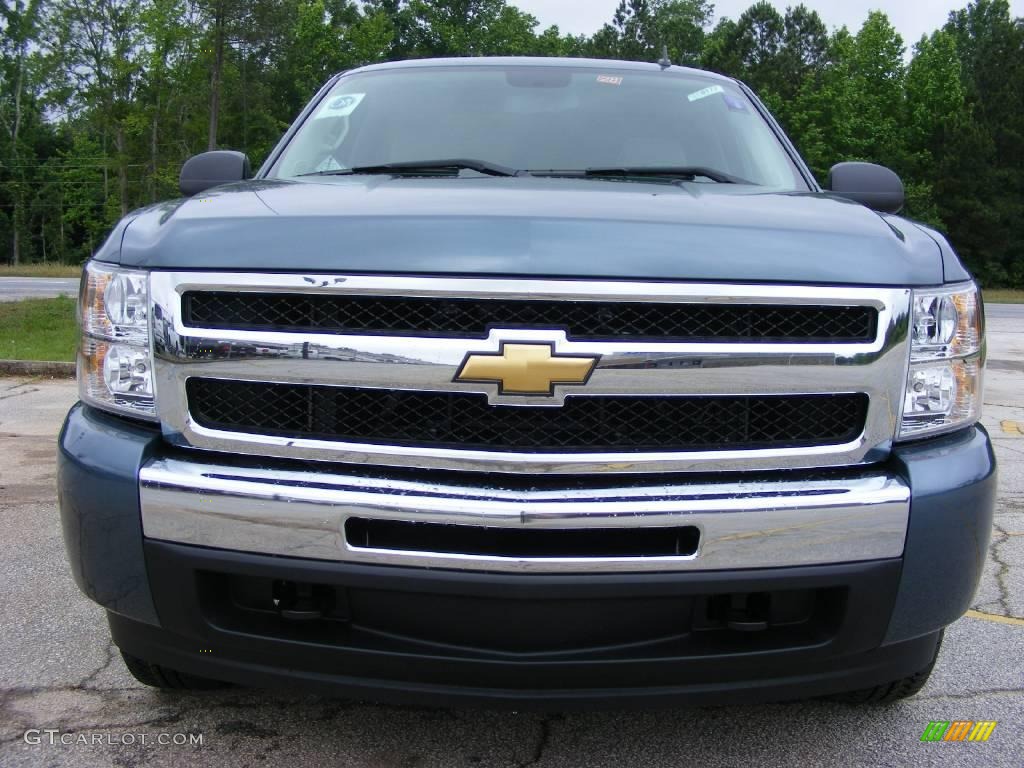 2009 Silverado 1500 LT Regular Cab 4x4 - Blue Granite Metallic / Light Titanium photo #3