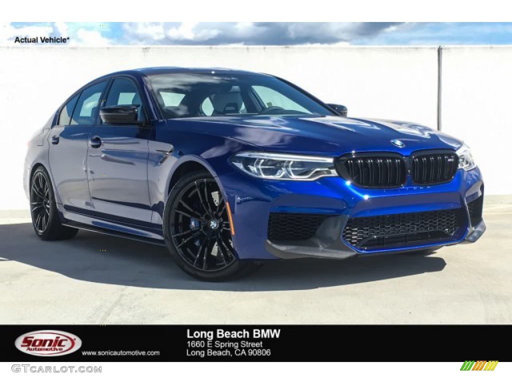 2019 M5 Competition - Marina Bay Blue metallic / Silverstone photo #1