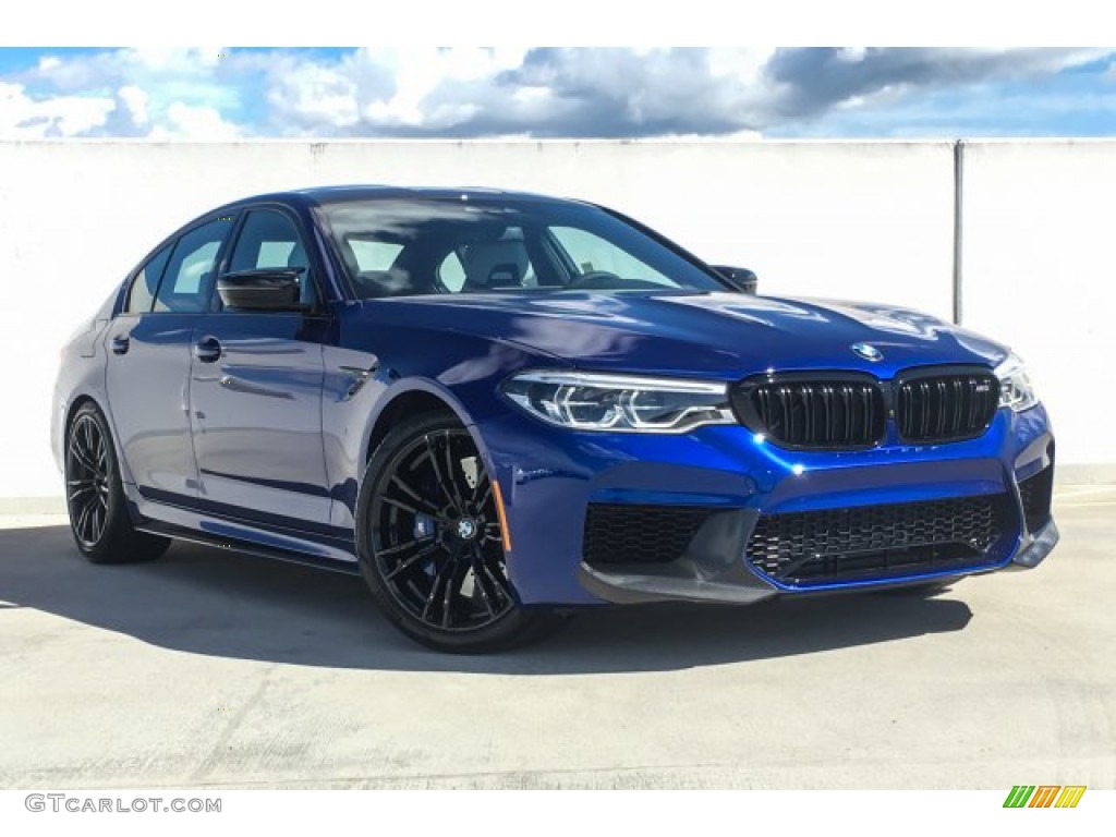 2019 M5 Competition - Marina Bay Blue metallic / Silverstone photo #12