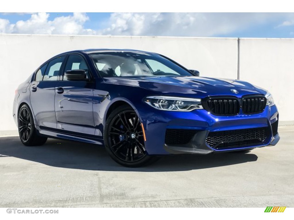 2019 M5 Competition - Marina Bay Blue metallic / Silverstone photo #12