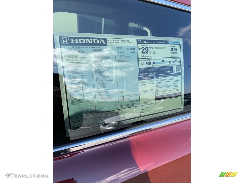 2019 CR-V Touring AWD - Basque Red Pearl II / Gray photo #15
