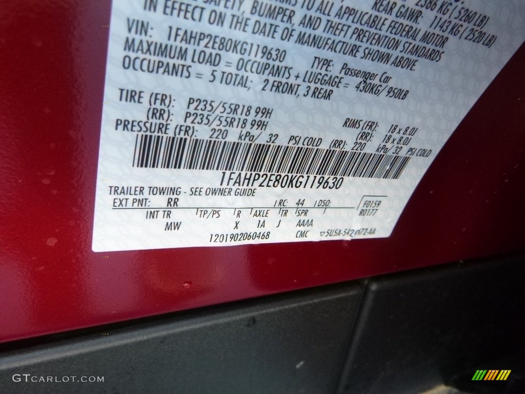 2019 Taurus SEL - Ruby Red / Charcoal Black photo #12