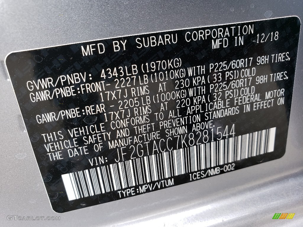 2019 Crosstrek 2.0i Premium - Ice Silver Metallic / Black photo #9