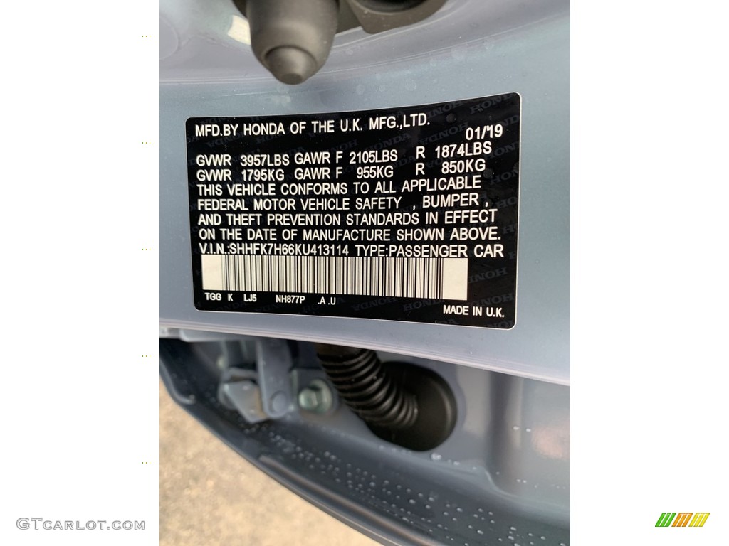 2019 Honda Civic EX Hatchback Color Code Photos