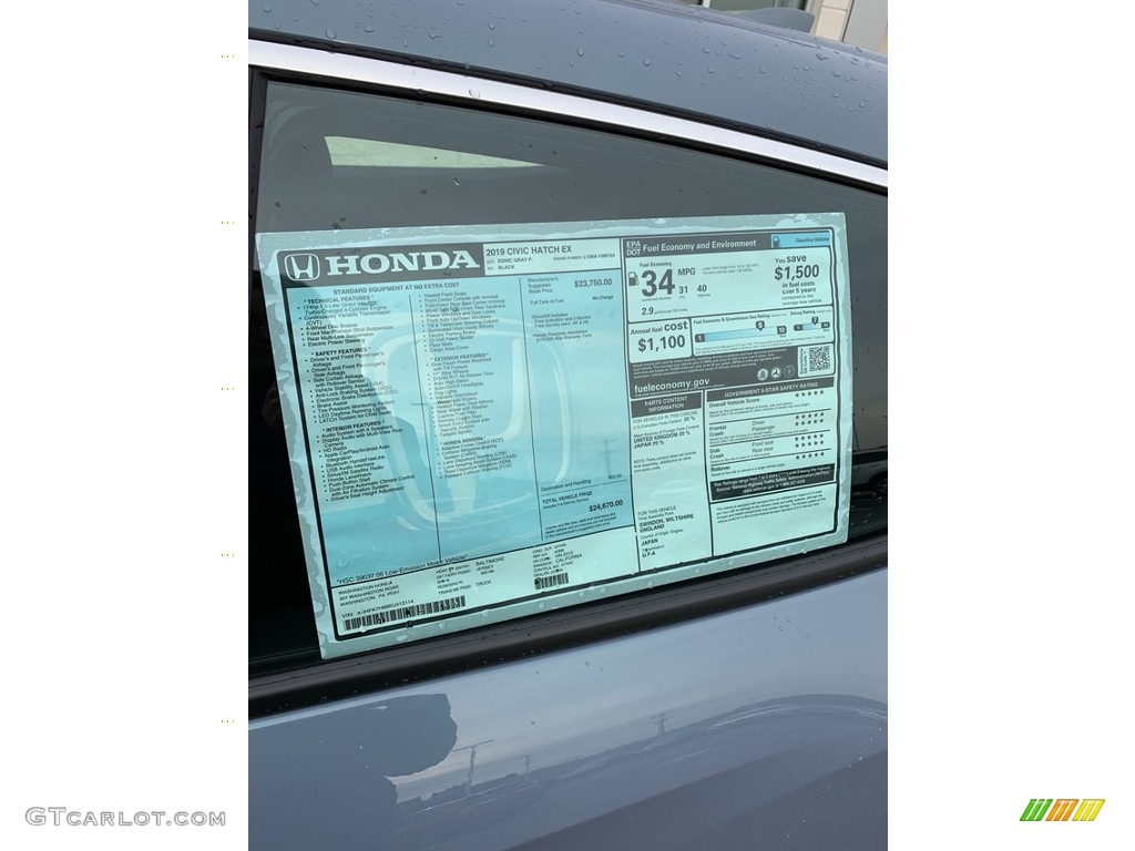 2019 Honda Civic EX Hatchback Window Sticker Photo #132043953