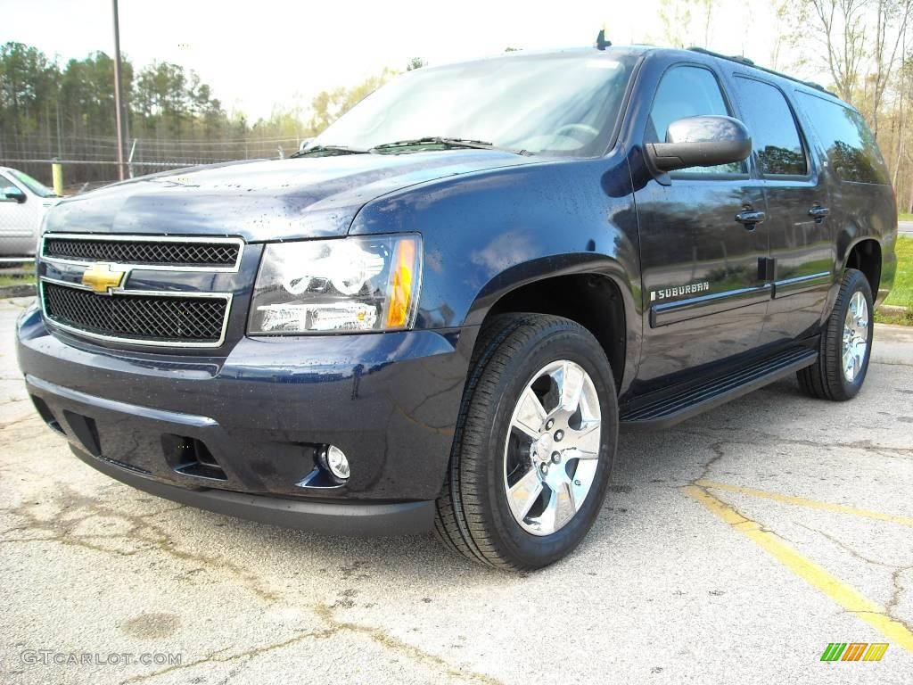 2009 Suburban LT - Dark Blue Metallic / Light Cashmere/Dark Cashmere photo #2
