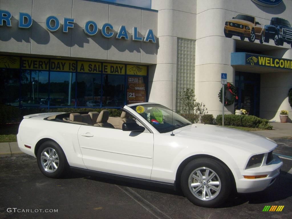 2008 Mustang V6 Deluxe Convertible - Performance White / Medium Parchment photo #16