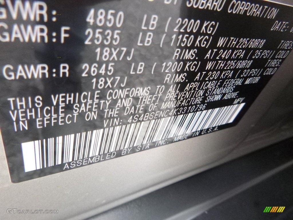2019 Outback 3.6R Limited - Tungsten Metallic / Warm Ivory photo #16