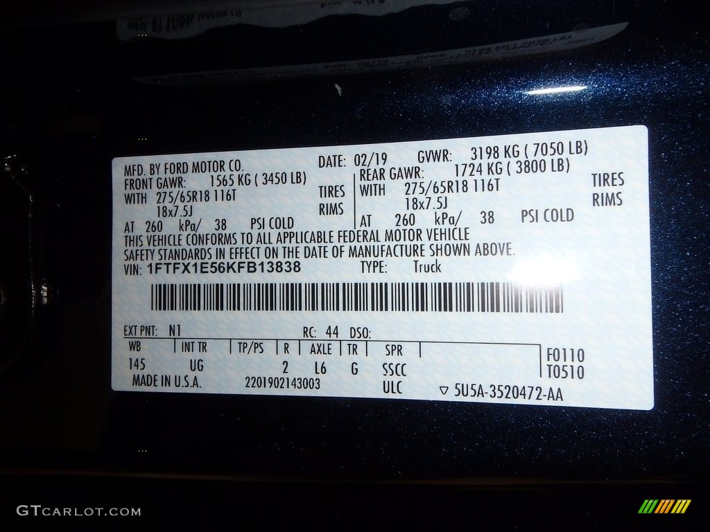 2019 F150 Color Code N1 for Blue Jeans Photo #132068076
