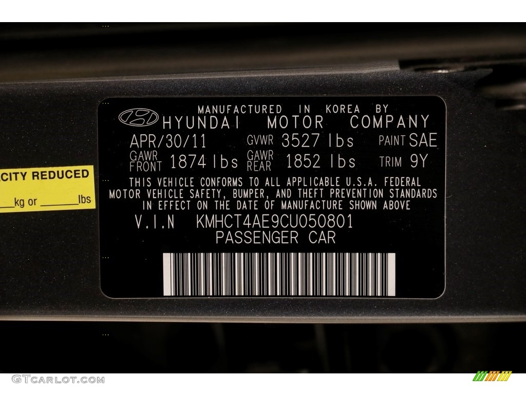 2012 Accent GLS 4 Door - Cyclone Gray / Gray photo #17