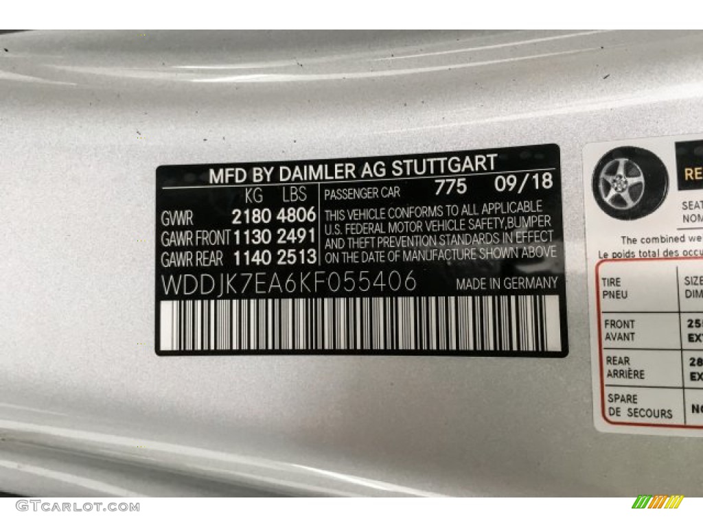 2019 SL Color Code 775 for Iridium Silver Metallic Photo #132104379
