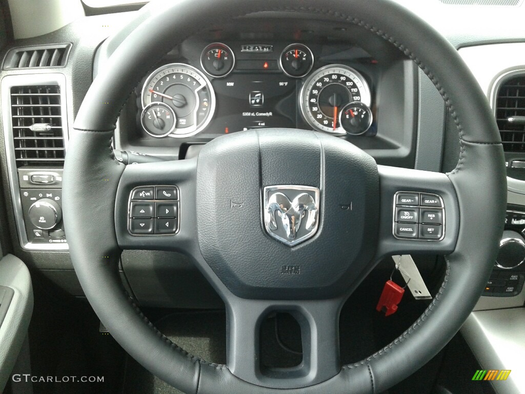 2019 Ram 1500 Classic Big Horn Quad Cab 4x4 Black/Diesel Gray Steering Wheel Photo #132110941