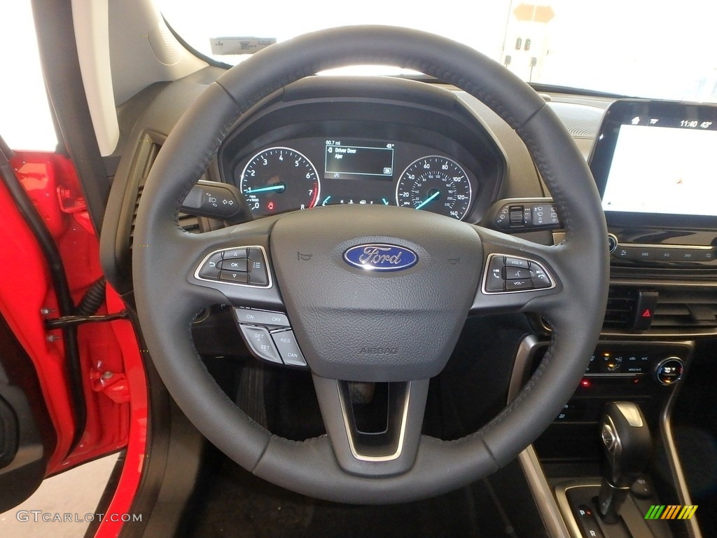 2019 Ford EcoSport SE 4WD Ebony Black Steering Wheel Photo #132127099