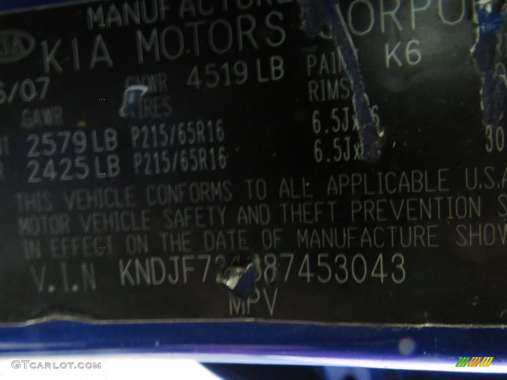 2008 Sportage LX - Smart Blue Metallic / Black photo #45