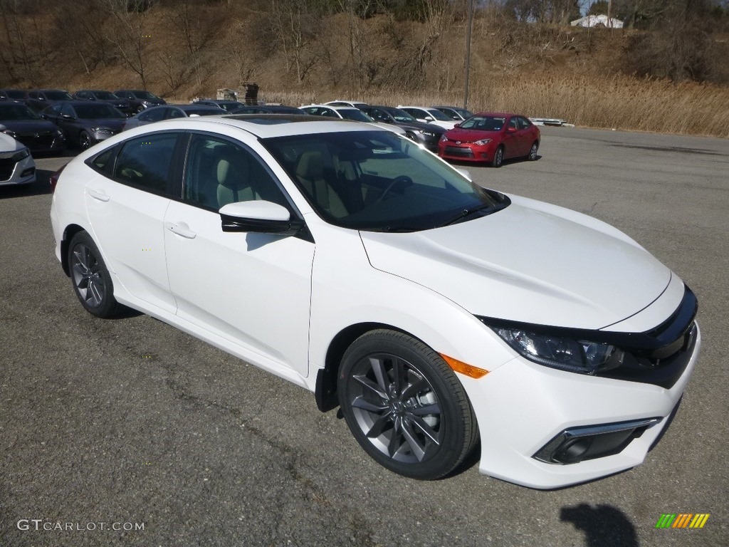 Platinum White Pearl 2019 Honda Civic EX Sedan Exterior Photo #132131473