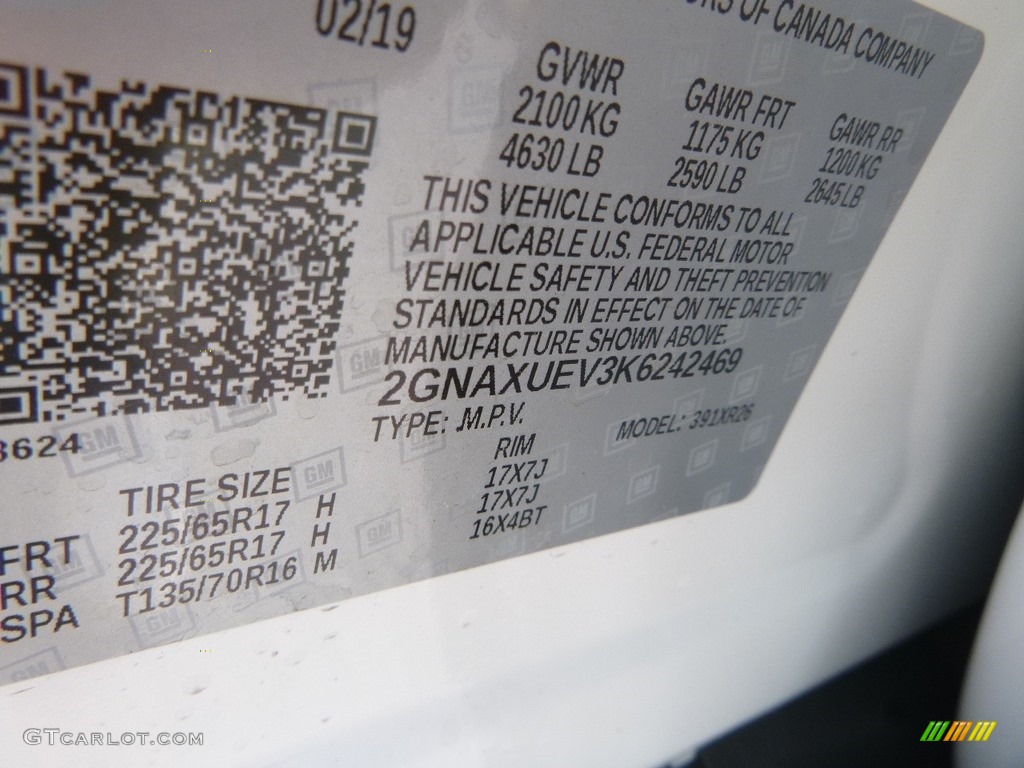 2019 Equinox LT AWD - Summit White / Jet Black photo #16