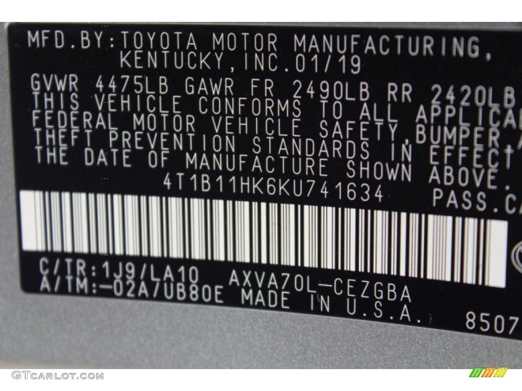 2019 Camry XLE - Celestial Silver Metallic / Ash photo #32