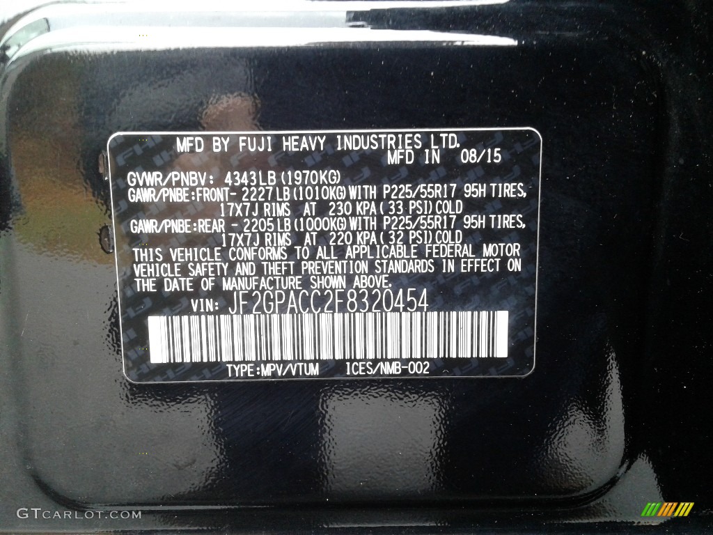 2015 XV Crosstrek 2.0i Premium - Crystal Black Silica / Ivory photo #27