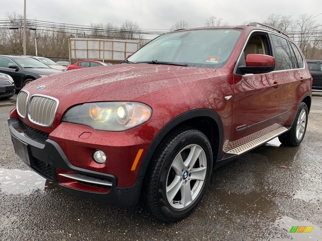 2010 X5 xDrive48i - Vermilion Red Metallic / Sand Beige photo #2