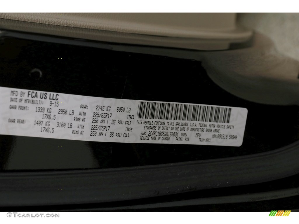 2016 Town & Country Touring - Brilliant Black Crystal Pearl / Black/Light Graystone photo #25