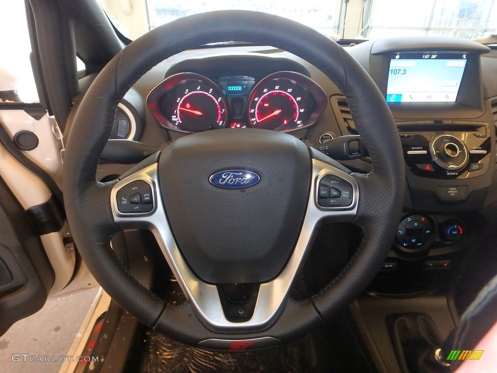 2019 Ford Fiesta ST Hatchback Smoke Storm/Charcoal Recaro Steering Wheel Photo #132193229